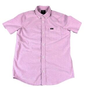 RVCA Boy's That'll Do Stretch Short Sleeve Shirt Button Down Lavender Medium(12)